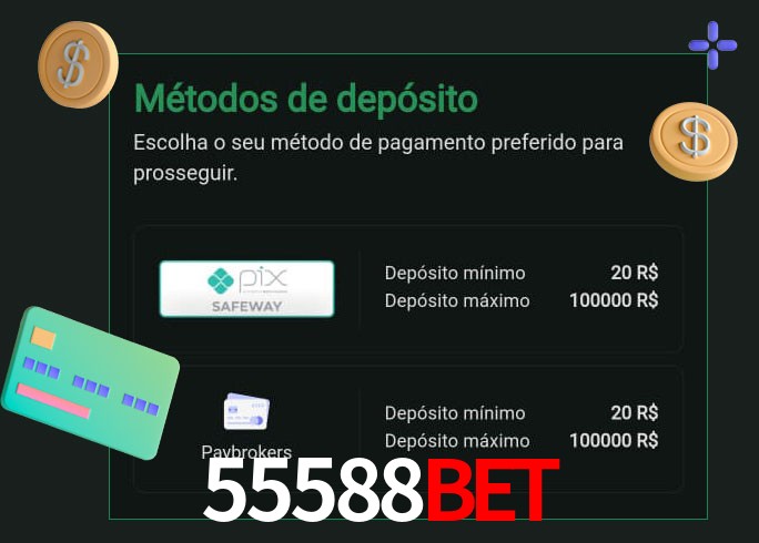 O cassino 55588Bet oferece uma grande variedade de métodos de pagamento